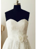 Strapless Sweetheart Ivory Lace Knee Length Wedding Dress